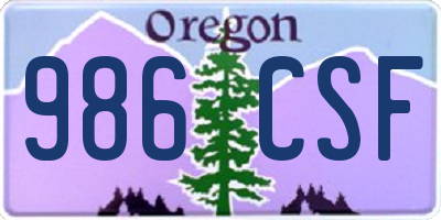OR license plate 986CSF