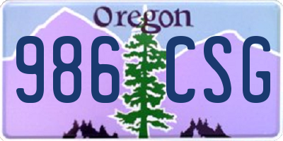 OR license plate 986CSG