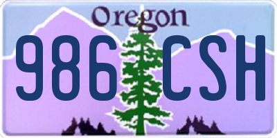 OR license plate 986CSH