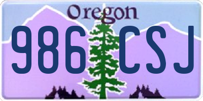 OR license plate 986CSJ