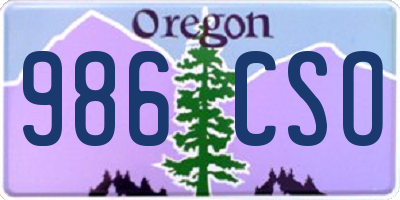OR license plate 986CSO
