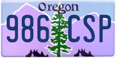 OR license plate 986CSP