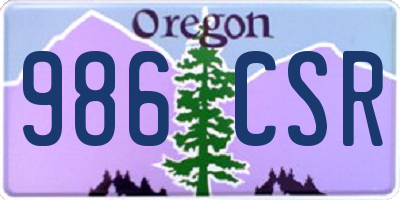 OR license plate 986CSR