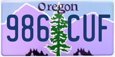 OR license plate 986CUF
