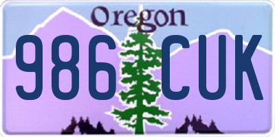 OR license plate 986CUK