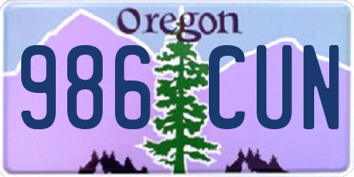 OR license plate 986CUN