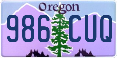 OR license plate 986CUQ