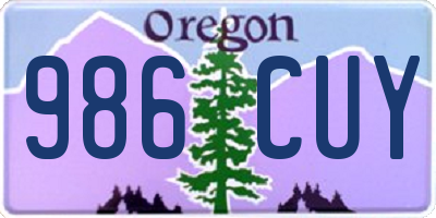 OR license plate 986CUY