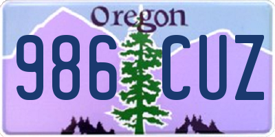 OR license plate 986CUZ