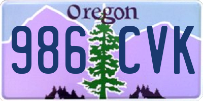 OR license plate 986CVK