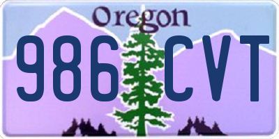 OR license plate 986CVT