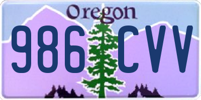 OR license plate 986CVV