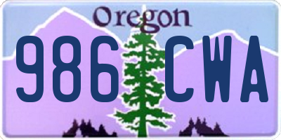 OR license plate 986CWA