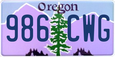 OR license plate 986CWG