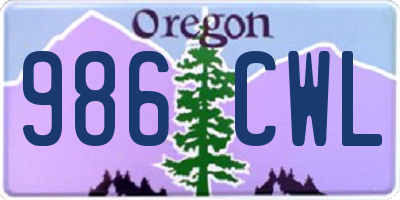 OR license plate 986CWL