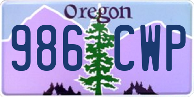 OR license plate 986CWP
