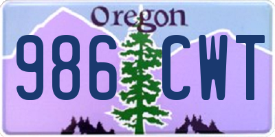 OR license plate 986CWT