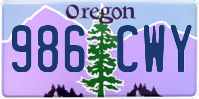 OR license plate 986CWY