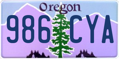 OR license plate 986CYA