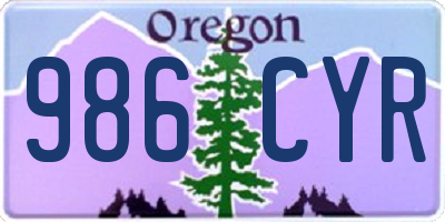OR license plate 986CYR