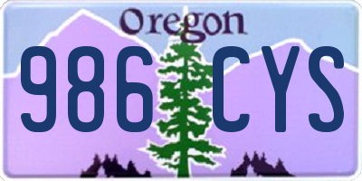 OR license plate 986CYS