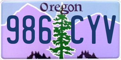 OR license plate 986CYV
