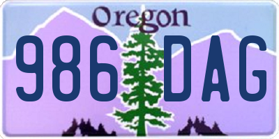 OR license plate 986DAG