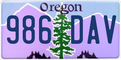 OR license plate 986DAV