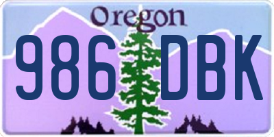OR license plate 986DBK