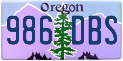 OR license plate 986DBS