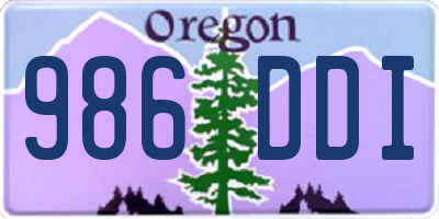 OR license plate 986DDI
