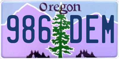 OR license plate 986DEM