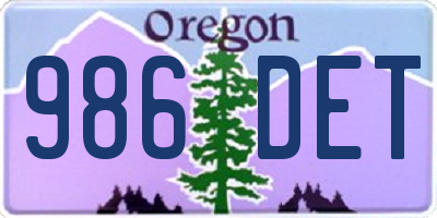OR license plate 986DET