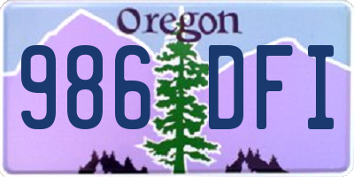 OR license plate 986DFI