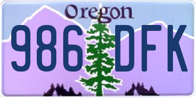 OR license plate 986DFK