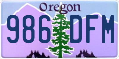 OR license plate 986DFM