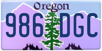 OR license plate 986DGC