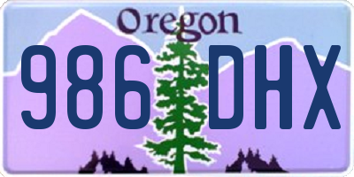 OR license plate 986DHX