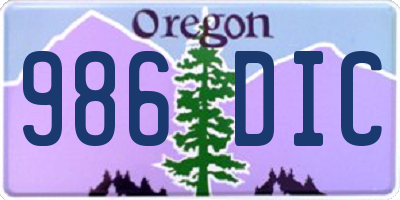 OR license plate 986DIC