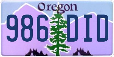 OR license plate 986DID