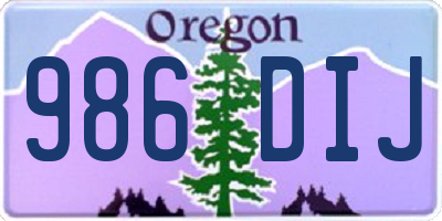 OR license plate 986DIJ