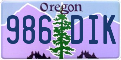 OR license plate 986DIK