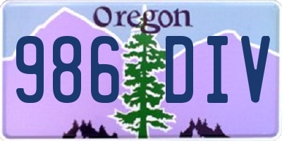 OR license plate 986DIV