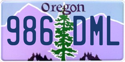 OR license plate 986DML