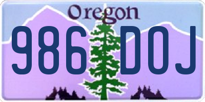 OR license plate 986DOJ