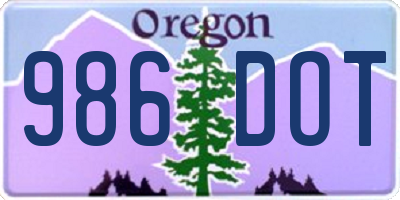 OR license plate 986DOT
