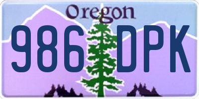 OR license plate 986DPK