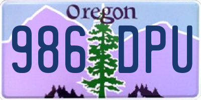 OR license plate 986DPU