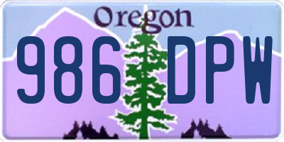 OR license plate 986DPW
