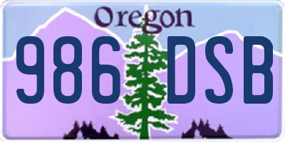 OR license plate 986DSB
